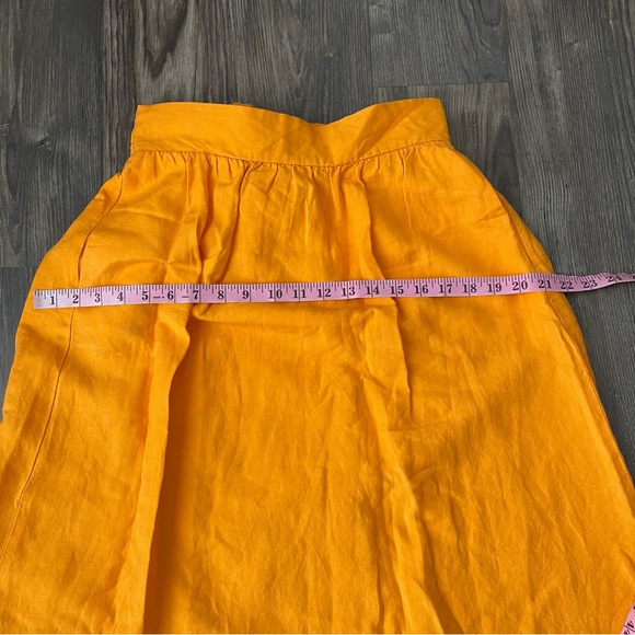 Ann Taylor Orange Linen A-Line Linen Blend Knee Length Skirt with Pockets - Picture 11 of 15